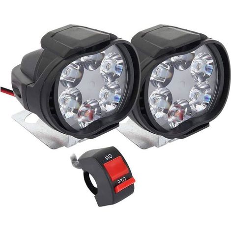 Phares moto LED 2 pices feux additionnels 12V anti-brouillard avec interrupteur pour moto et scooter couleurs multiples YYV (1/4)