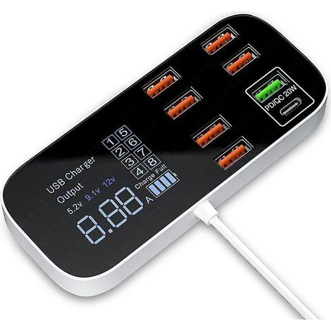 8-Port-USB-Schnellladegerät für Mobiltelefone und Smartphones – EU-Stecker (1/5)