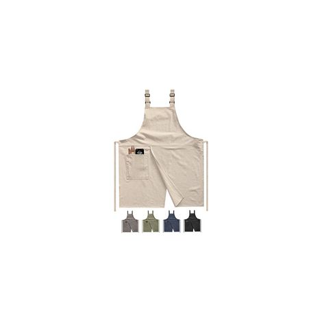 Tablier de cuisine unisexe en coton-lin, sangles en forme de H ajustables, avec poches, pour cuisiner, faire du barbecue, peindre, artisanal (1/4)