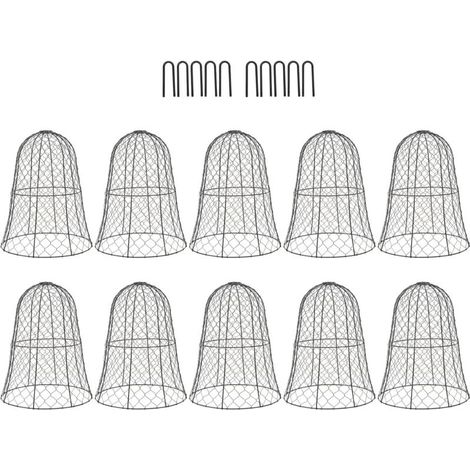 Cloche en fil de poulet de jardin noir, 10 paquets, couverture de protection épaisse pour plantes de Construction (1/5)