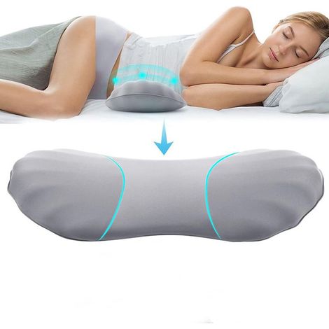 Oreiller de soutien lombaire réglable en mousse à mémoire de forme pour le sommeil, coussin de soutien dorsal pour soulager les douleurs lombaires, oreiller pour le dos pour dormir. (1/4)