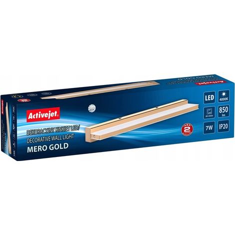 Activejet AJE-MERO Aplique LED, Rectangular, Oro (1/3)