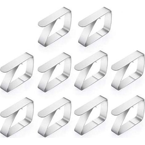 Lot de 10 pinces à nappes inox, accroche nappes gourmandes, pinces à nappes, pinces à nappes (1,5 mm) inox (dimensions : 6,5 x 1,5 x 5 cm)
