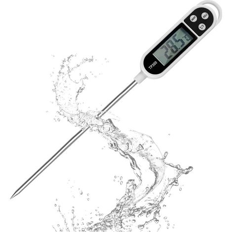 Thermometre Cuisine avec Écran LCD Thermomètre Numérique Digital avec Sonde Longue Haute Précision,Lecture instantané Thermomètre Cuisson,pour BBQ,Huile,Viande,Nouriture,Lait,Vin,Eau Chaude