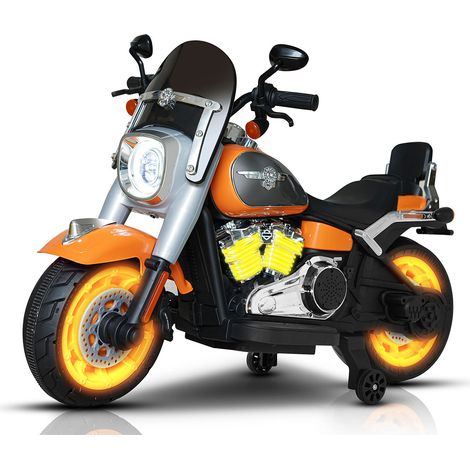 Moto Elettrica per Bambini Cruiser Acceleratore a Manubrio 12V 7Ah Arancione