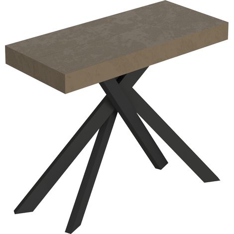 Console extensible 90x40/300 cm Saki gris tourterelle pieds anthracite
