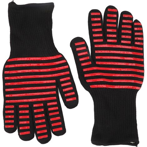 Gants de barbecue (lot de 2), résistants aux flammes et à la chaleur, compatibles avec le micro-ondes et adaptés à un usage industriel. (1/5)
