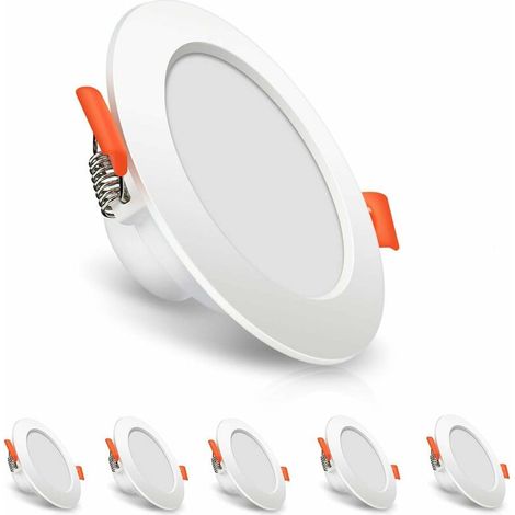 LED Recessed Spotlight, 8W Ceiling Spotlight Set of 6, 700LM Downlight, IP44 Recessed Spotlight 3000K AC85-265V, Ceiling Light for Bathroom Living Room Kitchen Corridor - Warm White (1/5)