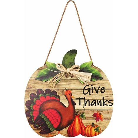 Cartello in legno da appendere per il Giorno del Ringraziamento, decorazione per la porta con bacchette, festa del raccolto autunnale, decorazione per la casa e il giardino - JM00907 (1/5)