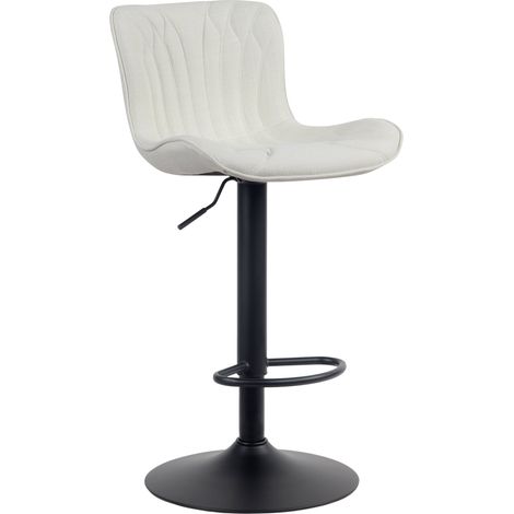 Sgabello da bar seggiolone x1 con cuciture decorative in tessuto crema gambe in metallo nero 100005176