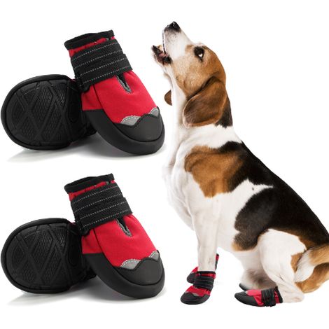 Scarpe per cani - Stivali da sci antiscivolo - Scarpe invernali per cani di piccola e media taglia - Lacci impermeabili - Strisce riflettenti - Protezioni per le zampe - Scarpe invernali per passeggia