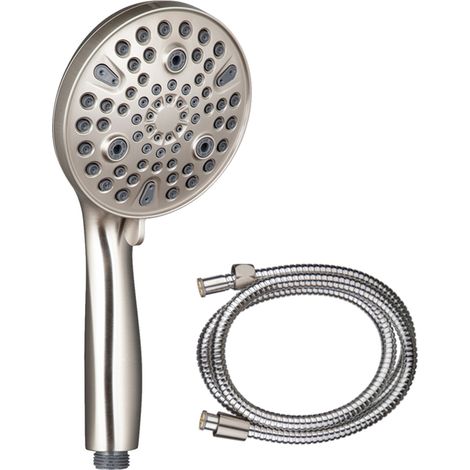 1 ducha de mano, interruptor de encendido/apagado, 6 tipos de chorro, alta presión, níquel cepillado, baño (1/5)
