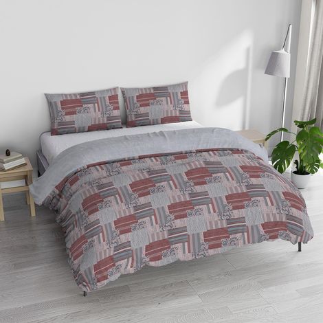 Parure Housse de Couette avec Sac et taies d'oreiller imprimées, Rouge, pour lit Double (1/3)