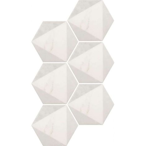 Carrelage sol / mur hexagonal effet marbre blanc mate à motif  17,5x20 cm CARRARA PEAK (vendu par boite de 0,71m2) (1/3)