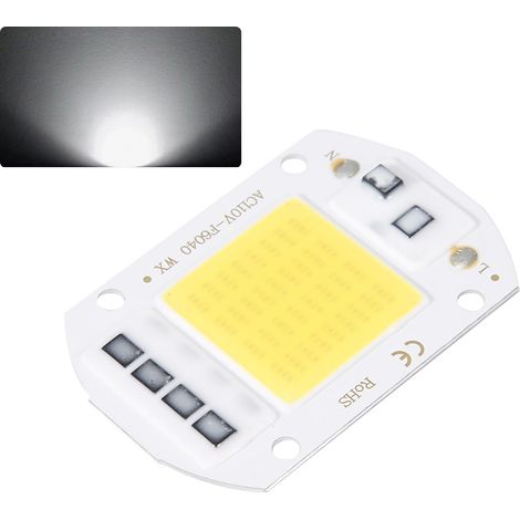 Lot de 2 puces LED COB 50W 110V AC, blanc, 6x4cm, source lumineuse intégrée haute luminosité (1/5)