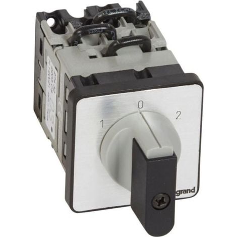 Commutateur à cames inverseur avec position arrêt 45° PR12 - 3P - 6 contacts - fixation par vis sur porte - LEGRAND