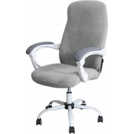 Housse De Chaise Pivotante - Velours Gris Clair - Pour Fauteuil Pivotant Standard - 1 Pièce (1/5)