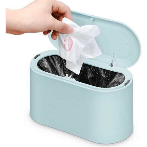Corbeille de bureau avec couvercle, mini-poubelle de bureau, poubelle de recyclage, porte-pinceaux de maquillage, pour le bureau, la salle de bain, la maison et plus encore (1/5)