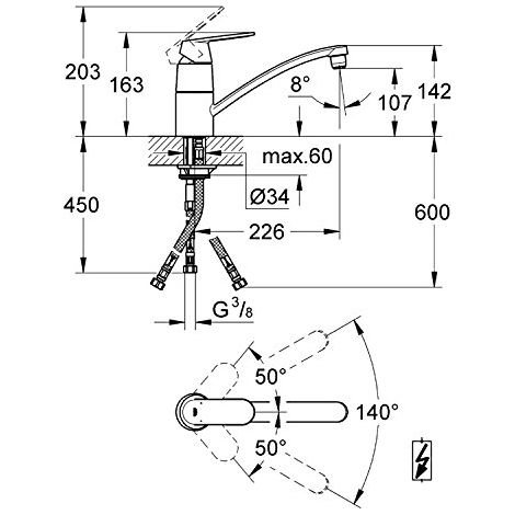 GROHE Miscelatore monocomando per lavello SPT Eurosmart C 31179 bocca bassa bassa pressione cromo, 31179000 (1/3)