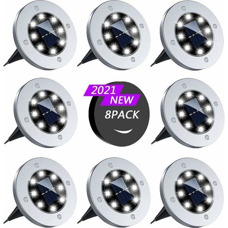 Lampes Solaires Extérieures, 8 Pièces Lampes Solaires Solaires Extérieures Imperméables 8LED Lampes Solaires Encastrées pour Passerelle (Blanc Froid)-LIAIKI (1/5)