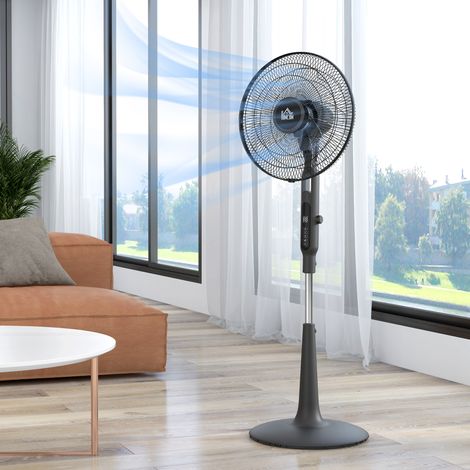 Ventilateur sur pied silencieux avec télécommande, 3 modes, 28 vitesses, moustiquaire et oscillation, noir