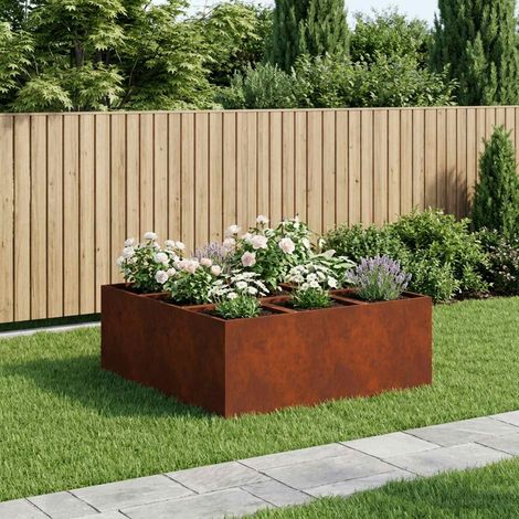 Cache-pot de jardin Rouillé 100 x 100 x 50 cm Acier patiné (1/5)