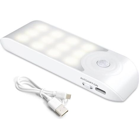 Veilleuse LED Rechargeable – Détecteur Mouvement, Placard, Escalier, Armoire, 12 LED, Autonomie (1/4)