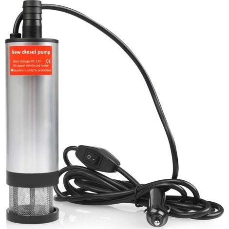 ZVD-Pompe submersible 12V 51mm, pompe de transfert de carburant de voiture pour eau diesel liquide, pompe de véhicule en acier inoxydable avec allume-cigare voiture bateau SUV (1/4)