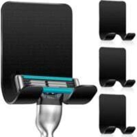 4 PièCes Support De Rasoir Douche, Crochet Autocollant Support De Rasoir Douche Crochet AdhéSif En Acier Inoxydable, Salle De Bain Et Cuisine Porte-Serviette Sans Percer Noir (1/5)