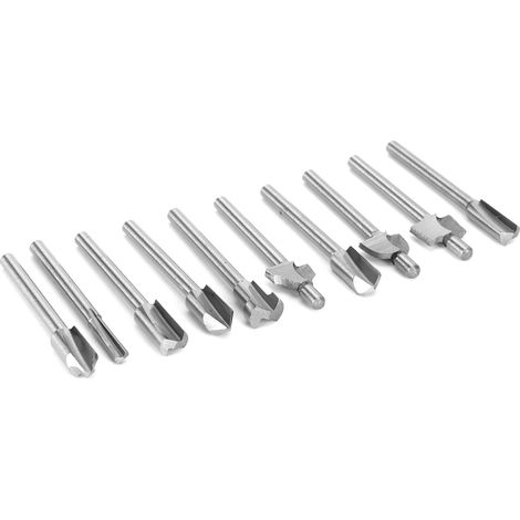 Jeu de 10 fraises HSS pour gravure et finition, accessoires de précision pour outillage électrique. (1/5)