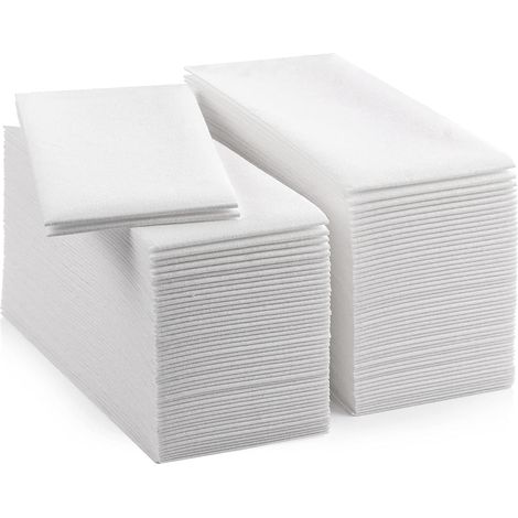 100 pcs Serviettes de Tables Jetables Intisse Blanche Serviette papier Rectangle pour fêtes mariage noel 43 30cm (1/5)