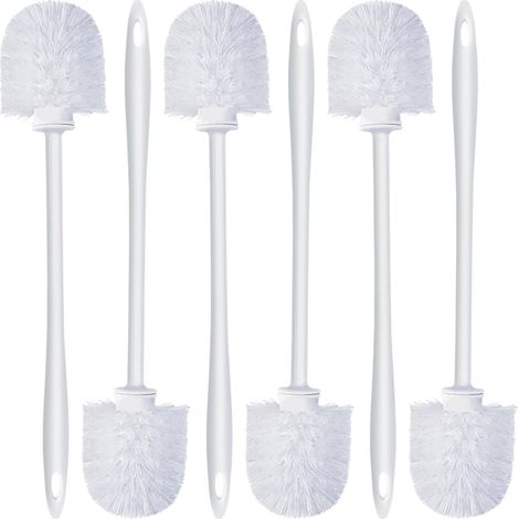 Lot de 6 brosses de toilette à long manche, robustes et idéales pour les hôtels, auberges et chambres d'hôtes. Nettoyage en profondeur des toilettes. Convient aux hôtels et restaurants. Couleur : blan (1/5)
