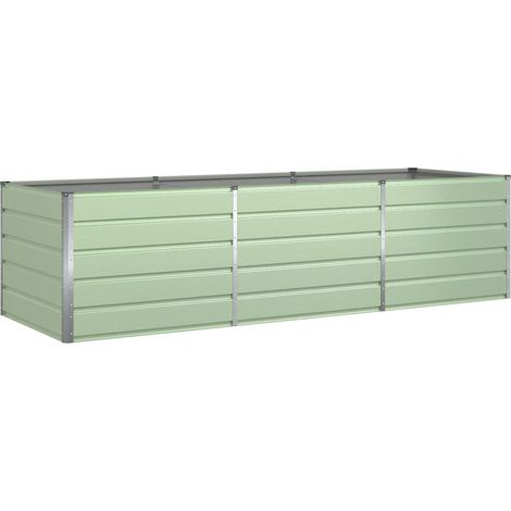 Jardinière moderne en acier galvanisé 195 x 100 x 45 cm design industriel pratique pour jardin terrasse en acier vert pastel (1/5)