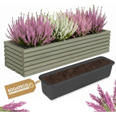 Jardinière Bois Bogateco 64x20x14 cm avec Bac Vert Foncé (1/5)