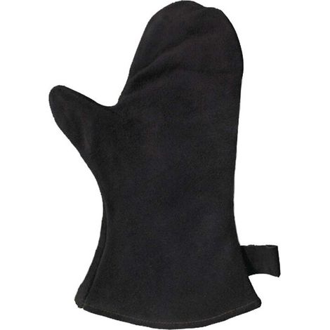 Gants isolants pour cheminée, gants de cuisine en cuir, gants de protection contre le feu, gants de barbecue, gants en cuir résistants à la chaleur, noirs (1/5)