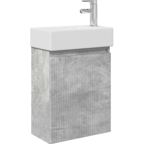 Bathroom Vanity Unit with Tap Concrete Grey 45.5 x 22.5 x 84 cm vidaXL