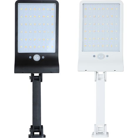 Lampe solaire murale de jardin 48L-ED avec télécommande, 3 modes, détecteur de mouvement PIR, étanche IP65