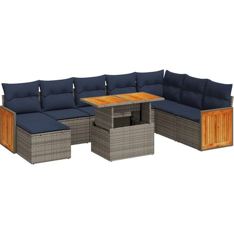 Maison Exclusive - Set Divani Giardino 11 pz con Cuscini Polyrattan Acacia Grigio (1/5)