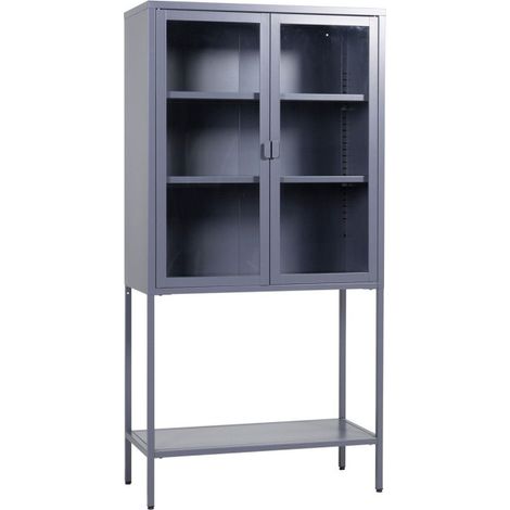 Vitrine 2 Portes en Verre "Misha" 150cm Gris (1/5)