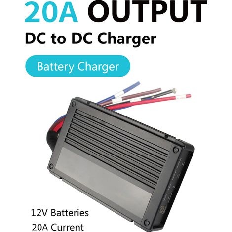 Chargeur de batterie embarqué 12 V 20 A CC/CC, étanche IP65, protection multiple avec MPPT, pour remorques, camping-cars, fourgons aménagés, véhicules, bateaux, batteries SLA, AGM, lithium-ion et calc (1/2)
