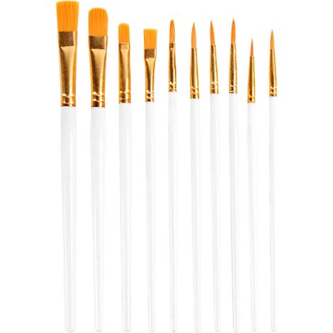 Brushes À Peindre - Ensemble De 10 Pinceaux En Nylon Pour Acrylique Huile Aquarelle - Pour Toile Pierre Arts Créatifs Dessin Enfants Adultes - 10 Pièces (1/5)