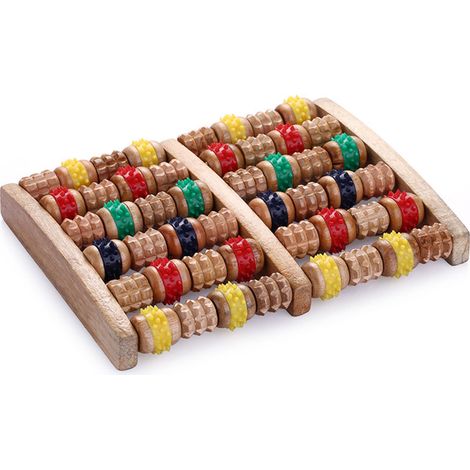 Irovami Rouleau massage pieds bois – 6 rangées, fasciite, circulation (1/5)
