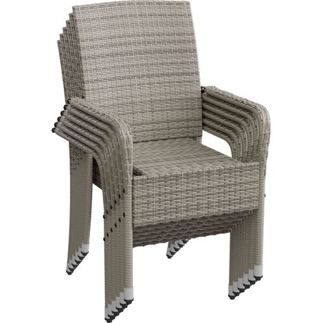 Sedie da giardino in polyrattan Yoro 6 grigio - screziato set di 2 sedie impilabili con struttura in acciaio (1/2)