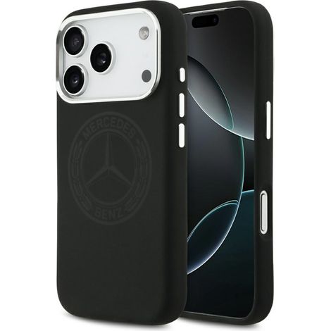 Étui MagSafe en silicone Mercedes avec logo vintage pour iPhone 17 Pro, noir (1/5)