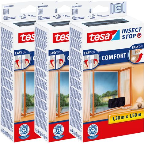 Mosquitera TESA para ventanas con cinta de velcro negra, 1,3 x 1,5 m (3 unidades) (1/5)