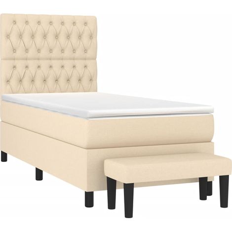 Sommier à lattes de lit et matelas Crème 90x190 cm Tissu vidaXL (1/5)