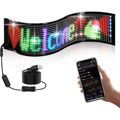 TrAdE Shop Traesio - Insegna A Led Programmabile Controllo App Bluetooth A Scorrimento Usb Pieghevole Auto - (1/5)