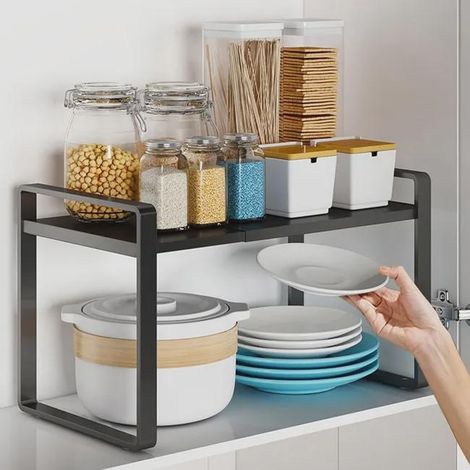 Étagère, de rangement extensible pour placard de cuisine, étagère à épices, étagère de placard