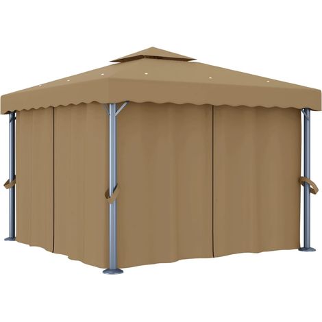 Tonnelle avec rideau 3x3 m Taupe Aluminium