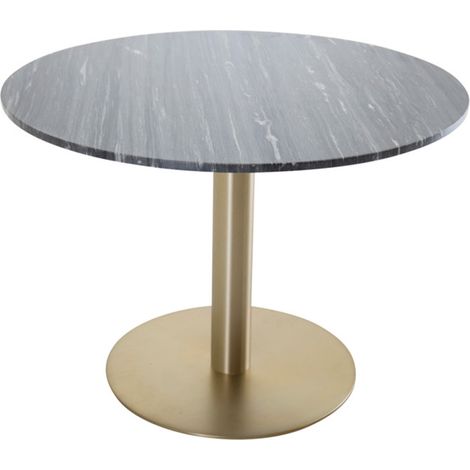 Table à Manger en Marbre "Estelle" 106cm Gris Foncé & Or (1/5)